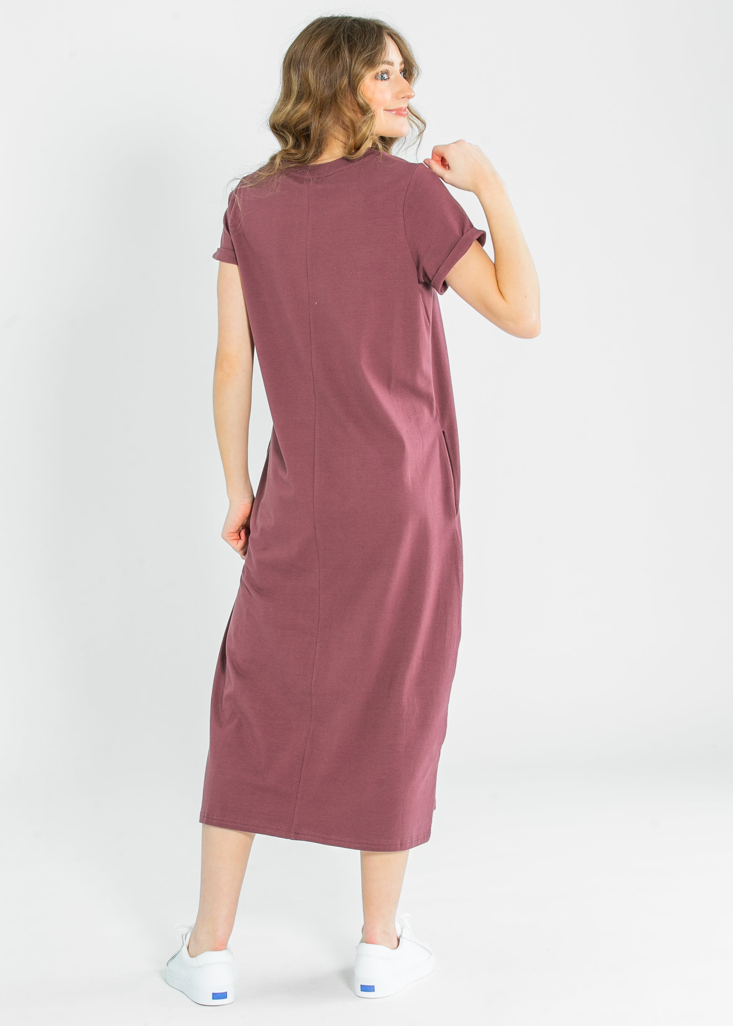 Finley V-neck T-shirt Dress, Mediumulberry / Small