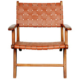 Flourish Leather Teak Wood Lounge Chair