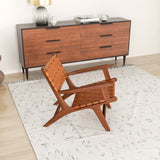 Flourish Leather Teak Wood Lounge Chair