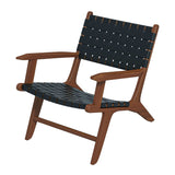 Flourish Leather Teak Wood Lounge Chair