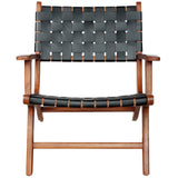 Flourish Leather Teak Wood Lounge Chair