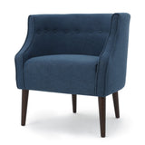 Flutter Upholstered Club Chair with Button Tufting and Tapered Wood Legs