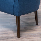Flutter Upholstered Club Chair with Button Tufting and Tapered Wood Legs