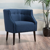 Flutter Upholstered Club Chair with Button Tufting and Tapered Wood Legs