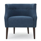 Flutter Upholstered Club Chair with Button Tufting and Tapered Wood Legs