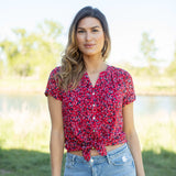 Westport Ditsy Floral Pintuck Button Front Blouse