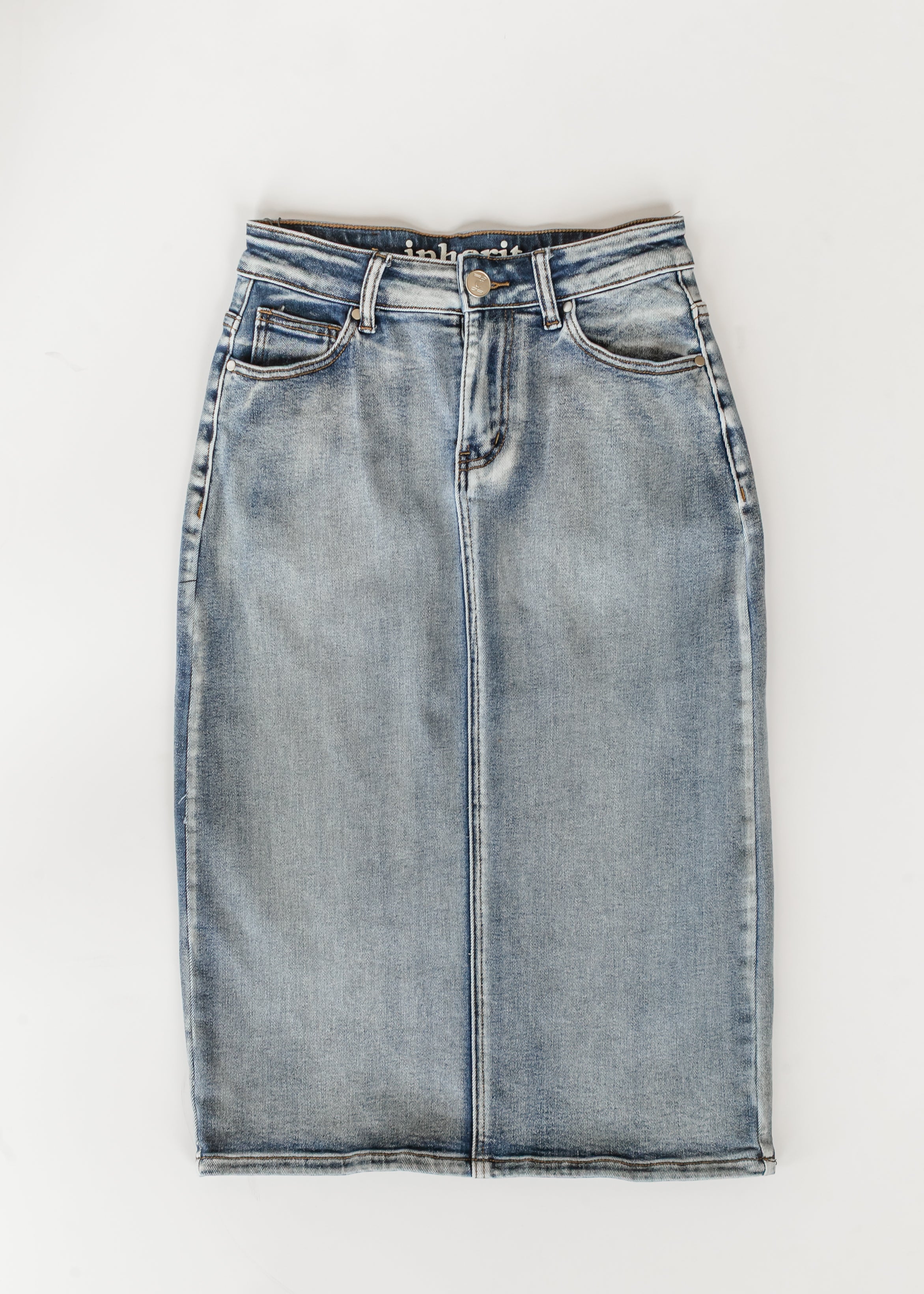 Frankie Medium Wash Denim Midi Skirt