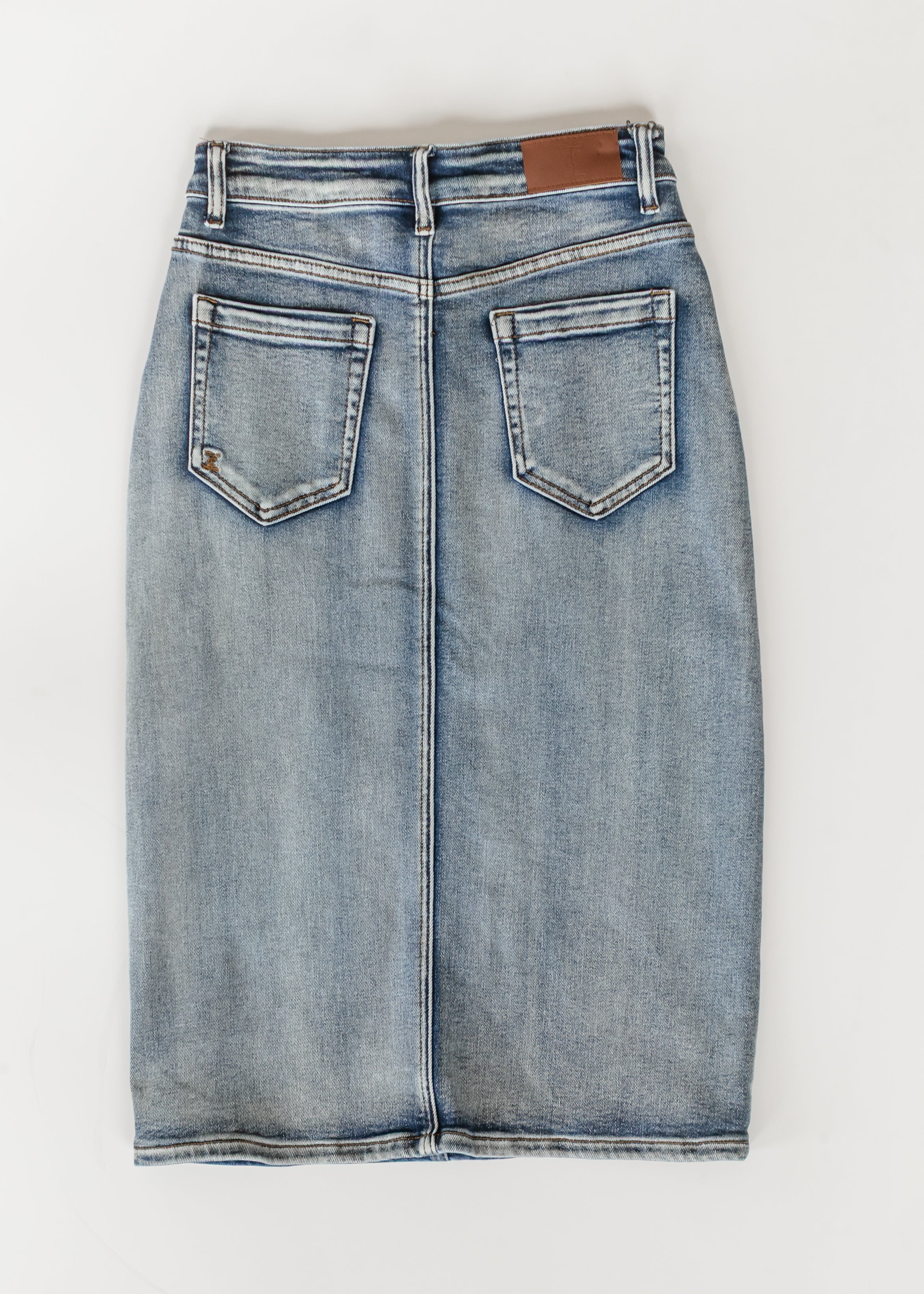 Frankie Medium Wash Denim Midi Skirt