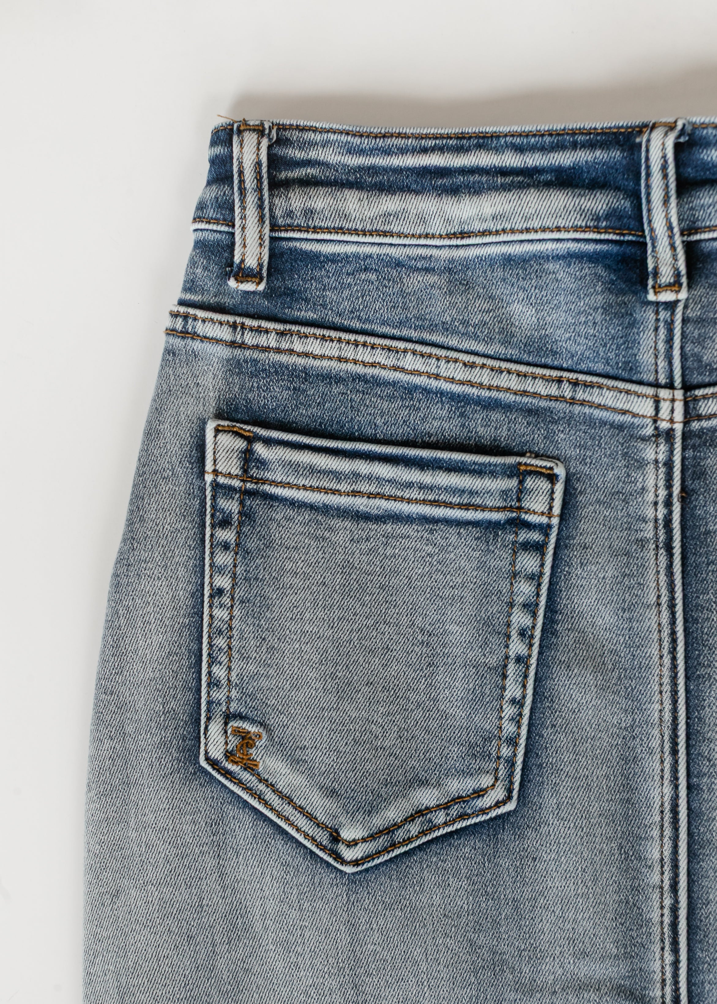 Frankie Medium Wash Denim Midi Skirt