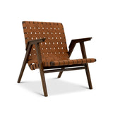 Genuine Leather Teak Lounge Chair