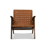Genuine Leather Teak Lounge Chair