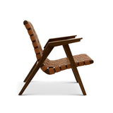 Genuine Leather Teak Lounge Chair