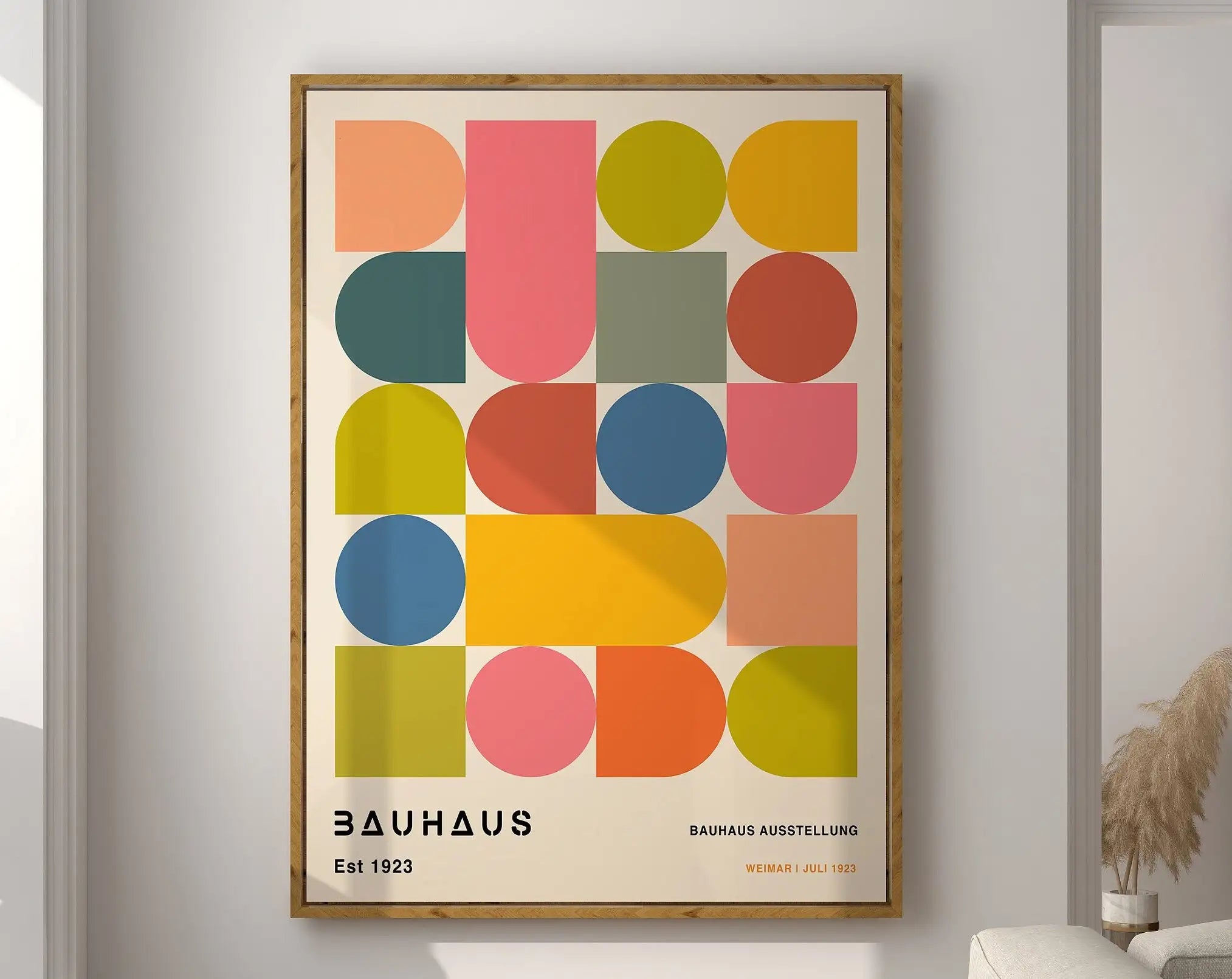 Geometric Bauhaus Canvas Print - Retro Mid Century Decor