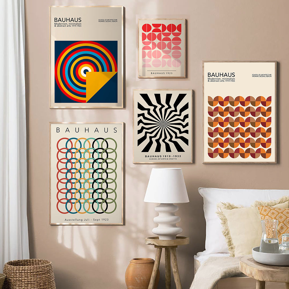 Geometric Bauhaus Canvas Print - Retro Mid Century Decor