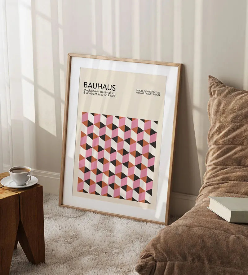 Geometric Bauhaus Canvas Print - Retro Mid Century Decor
