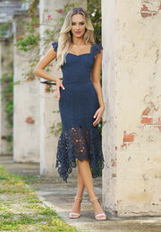 Giselle Dress - Steel Blue Lace Dress