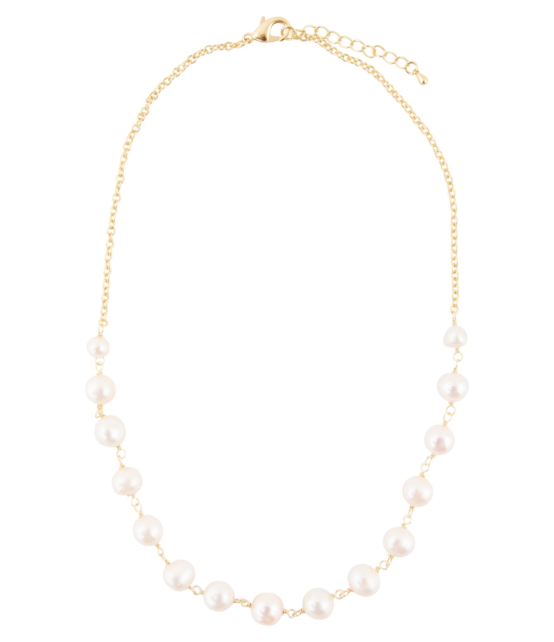 Golden Chain And White Pearl Necklaces