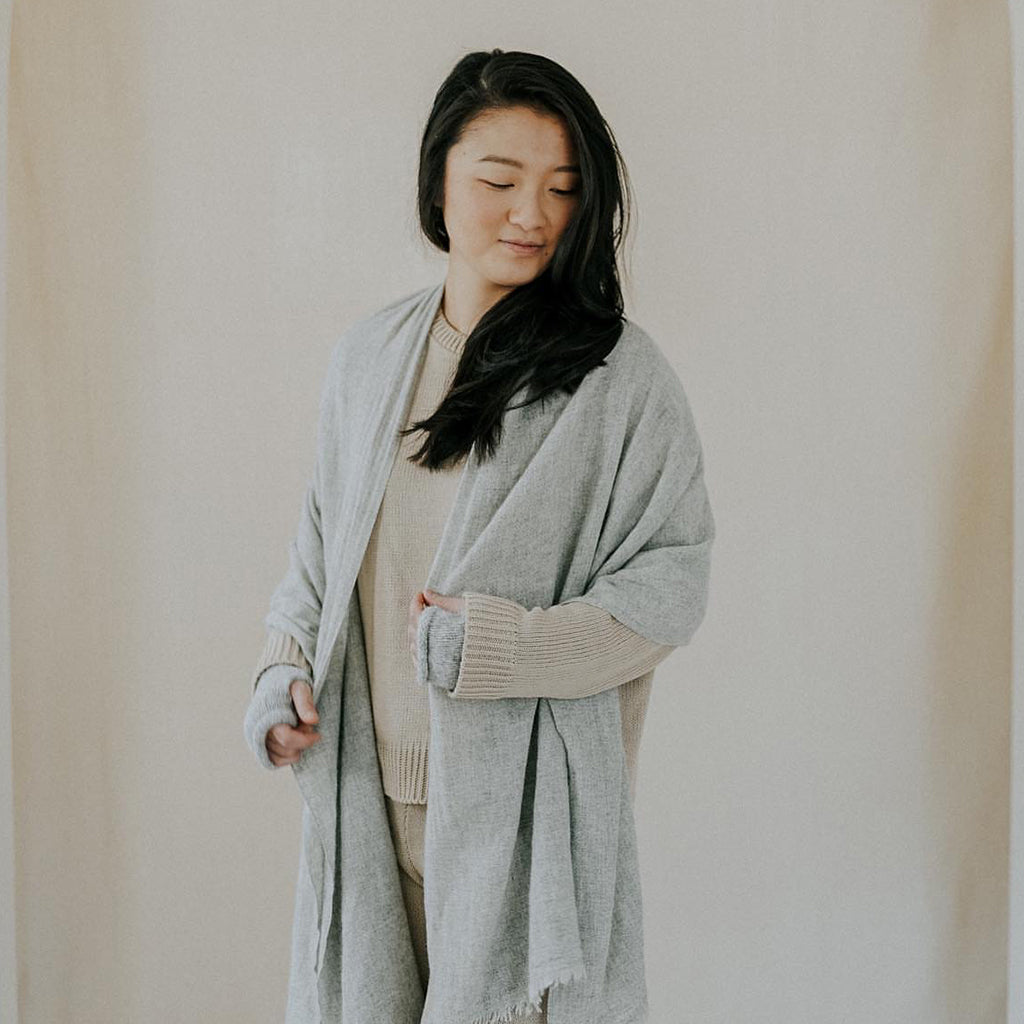 Heathered Gray Handloom Cashmere Scarf