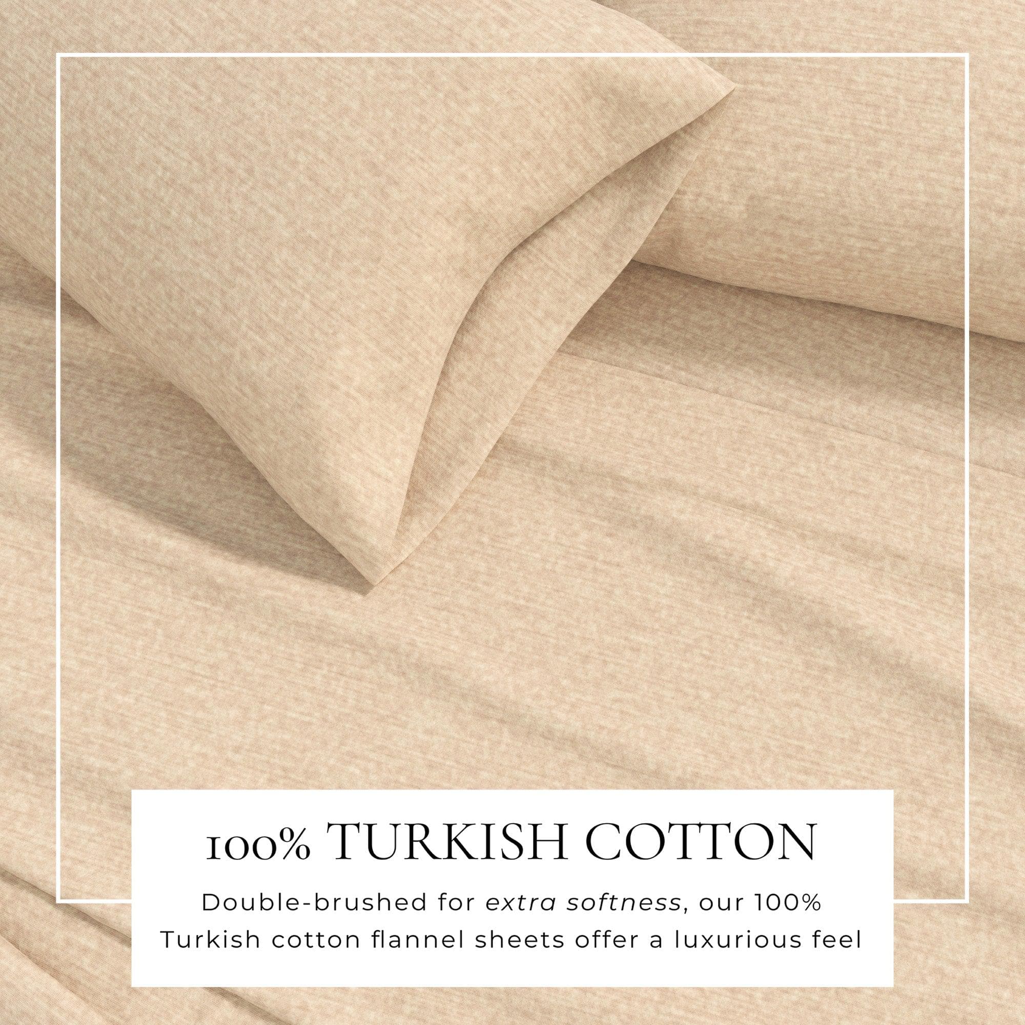 4 Piece Heathered Solid Cotton Blend Flannel Sheet Set - Anders Collection