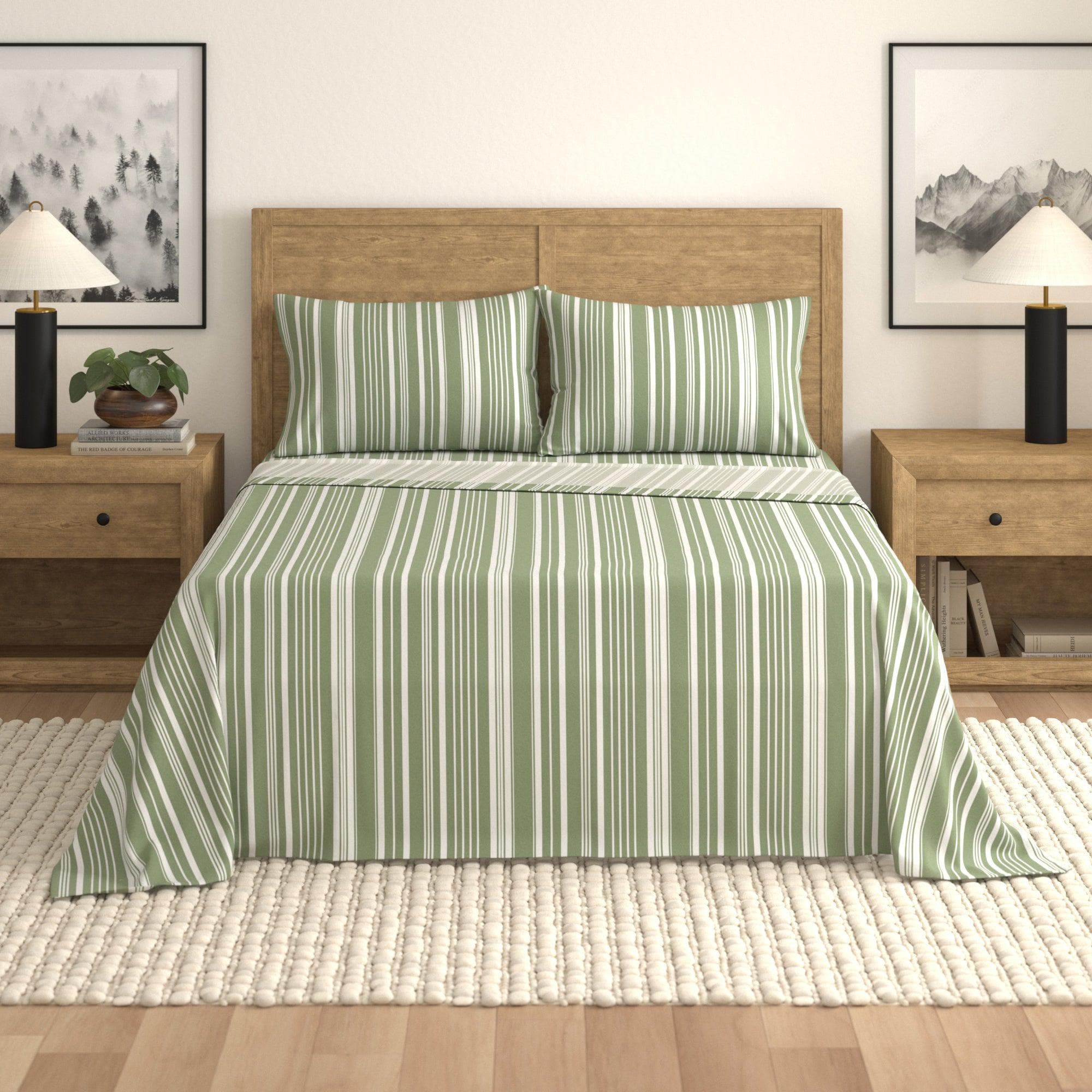 4-piece Striped Microfiber Sheet Set - Elouise Collection
