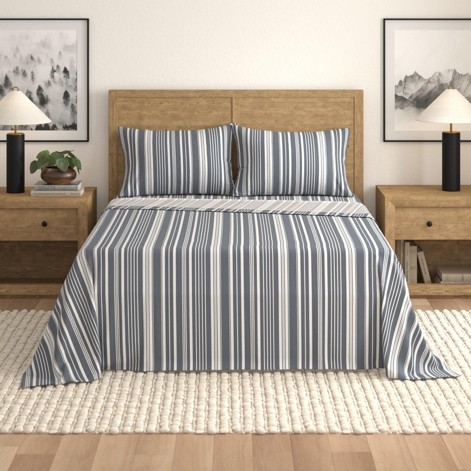 4-piece Striped Microfiber Sheet Set - Elouise Collection