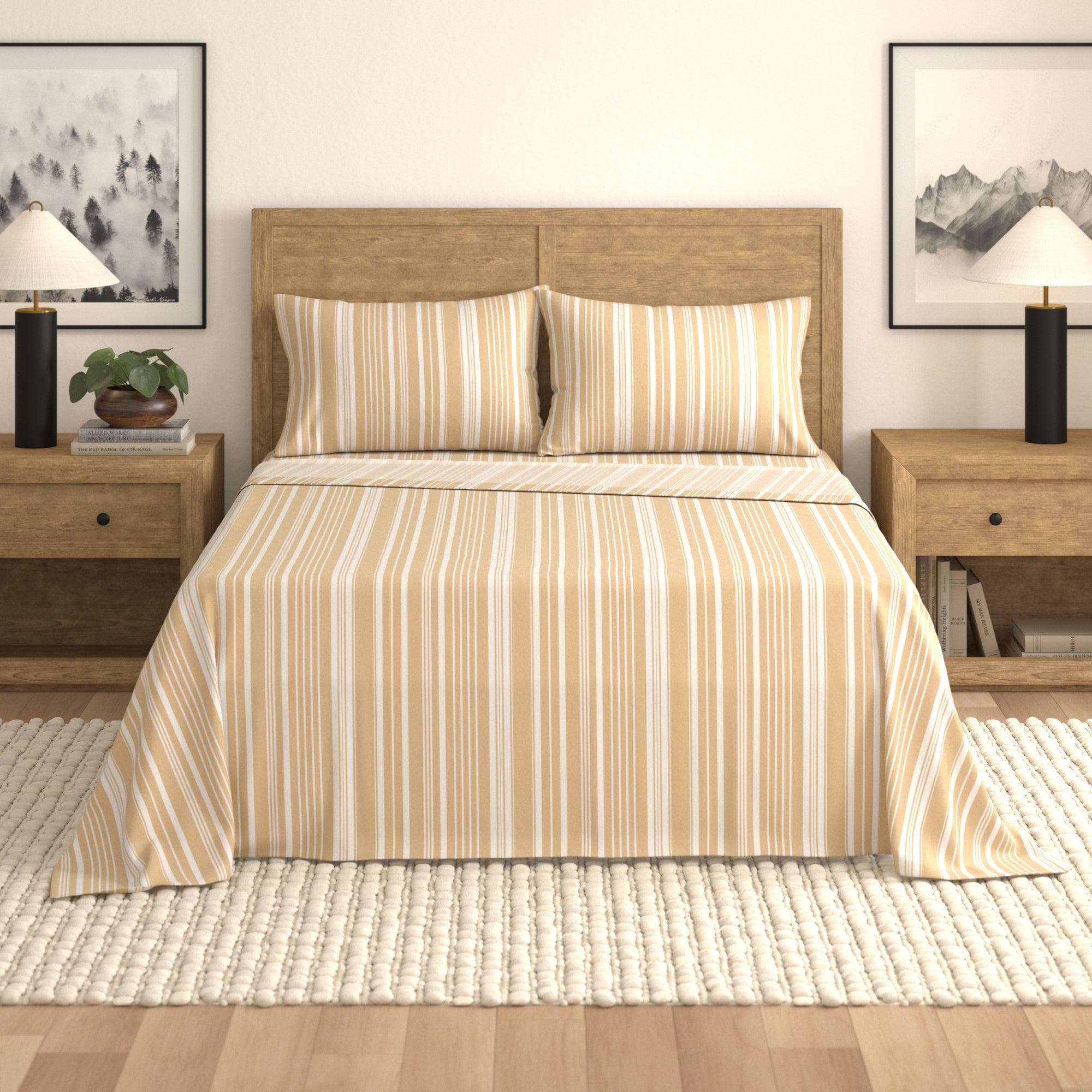 4-piece Striped Microfiber Sheet Set - Elouise Collection