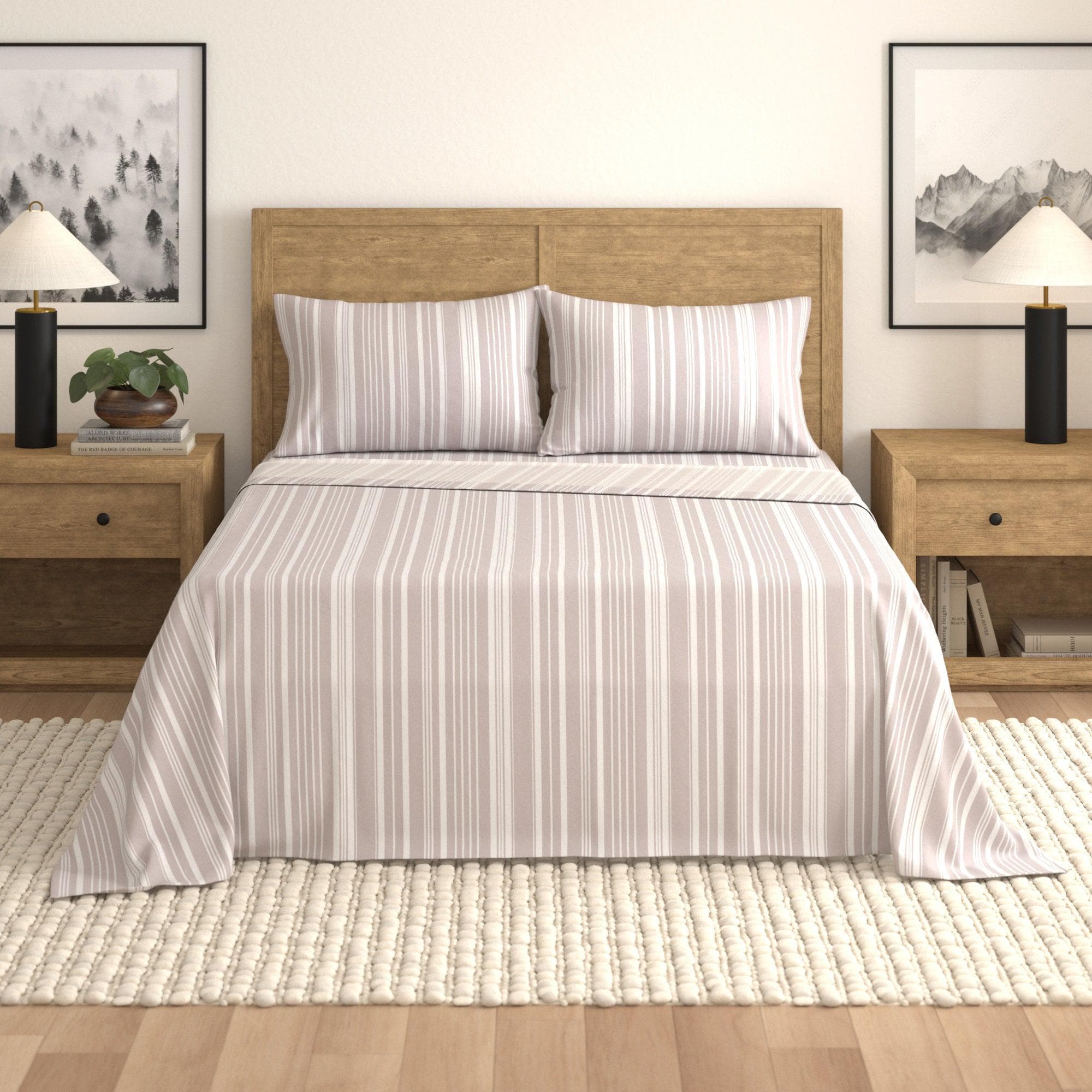 4-piece Striped Microfiber Sheet Set - Elouise Collection