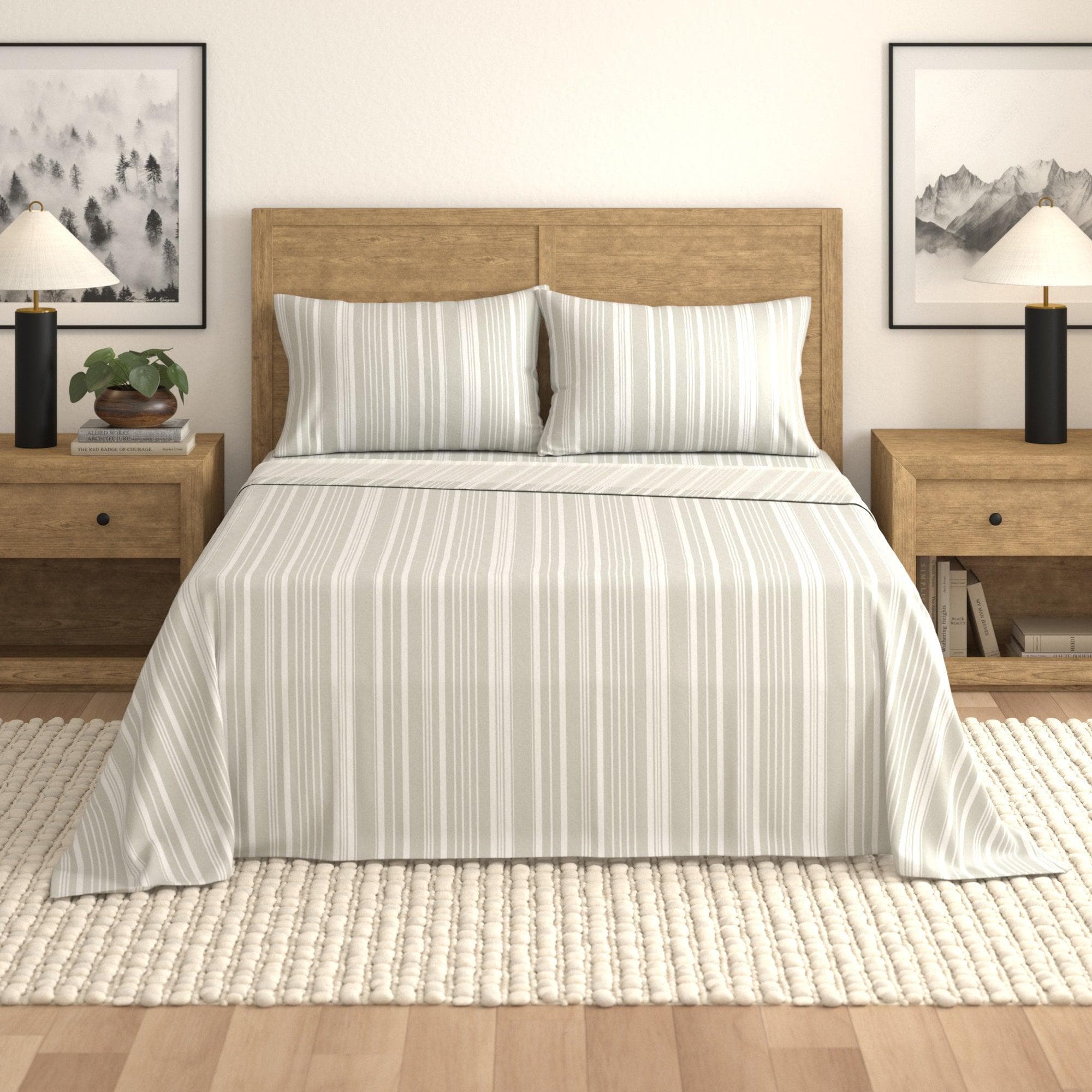 4-piece Striped Microfiber Sheet Set - Elouise Collection