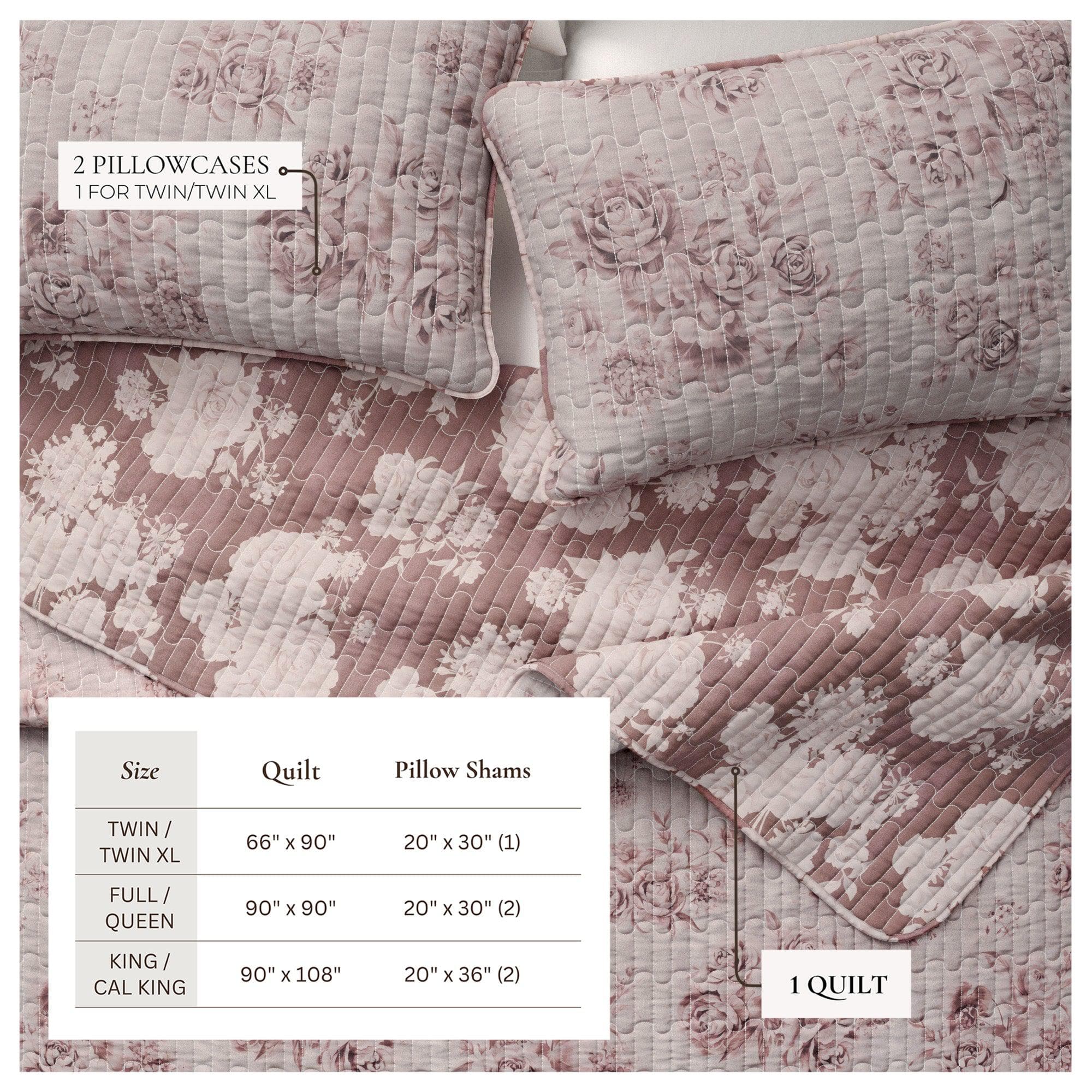 Floral Printed Cotton Quilt Set - Corin Collection