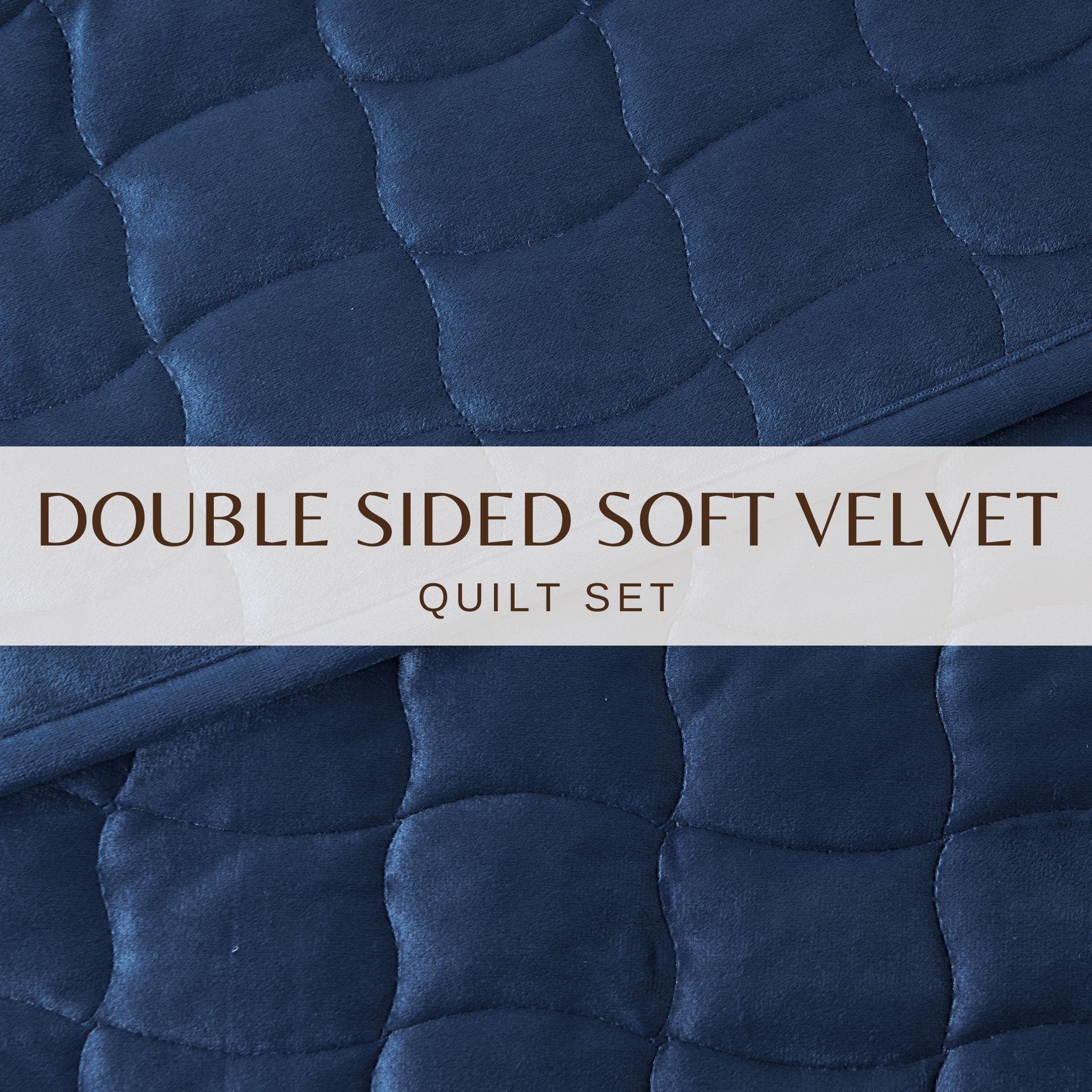 Velvet Box-stitched Quilt Set - Vivica Collection