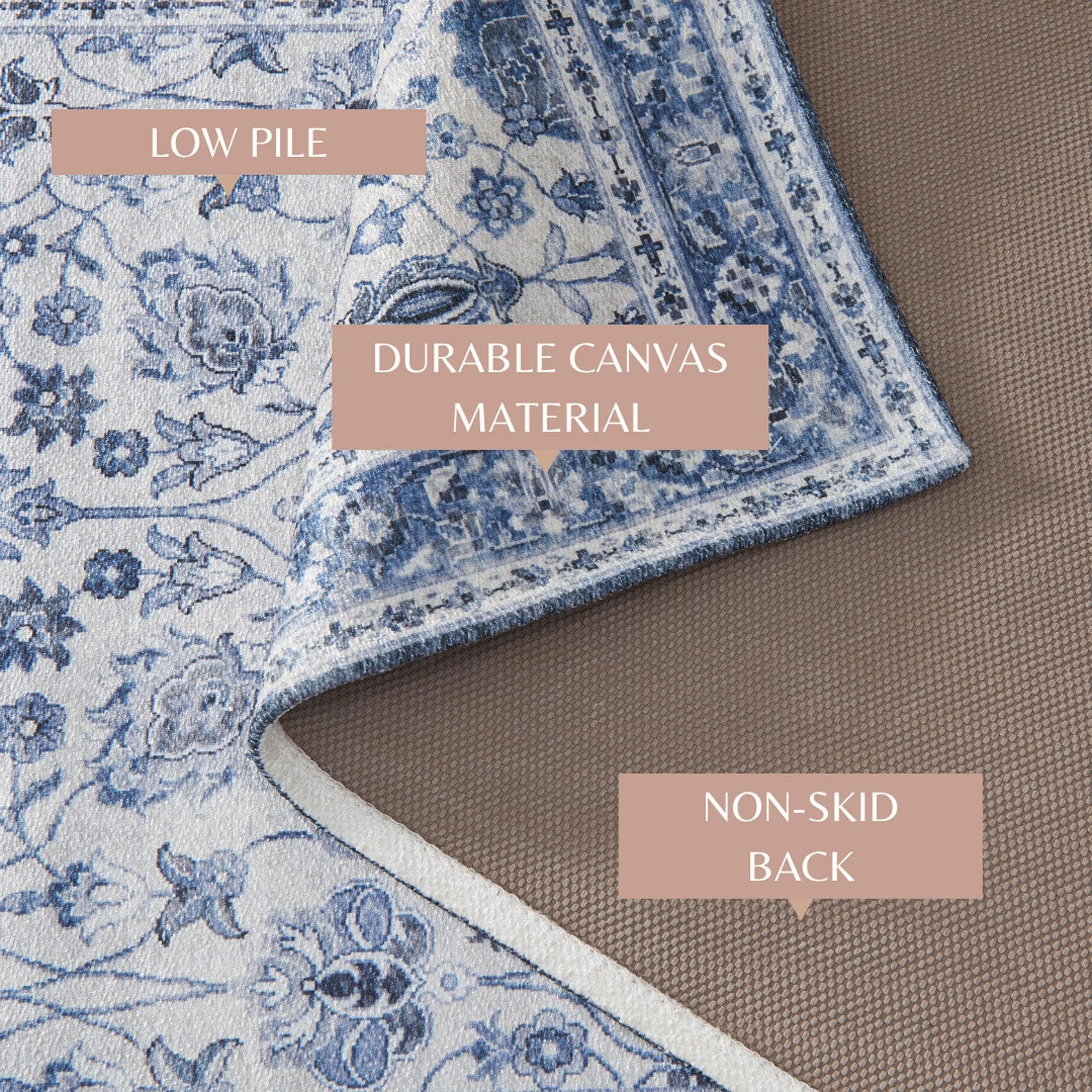 Floral Machine Washable Accent Area Rug 5' X 7' - Matra Collection