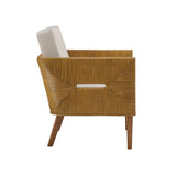 Handcrafted Rattan Upholstered Accent Armchair