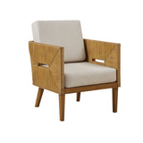 Handcrafted Rattan Upholstered Accent Armchair