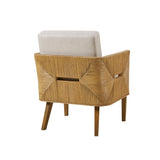 Handcrafted Rattan Upholstered Accent Armchair