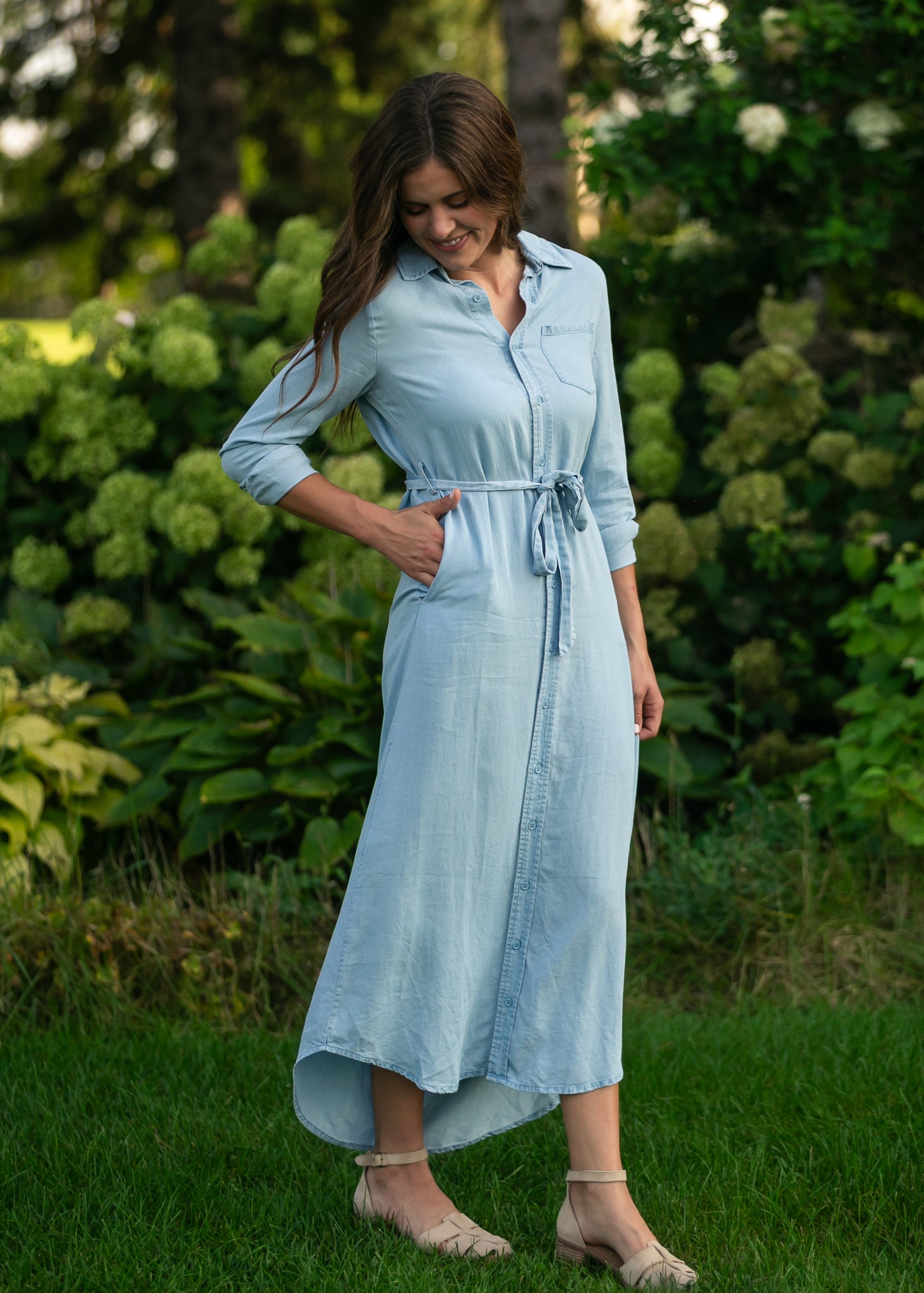 Hazel Chambray Long Sleeve Dress