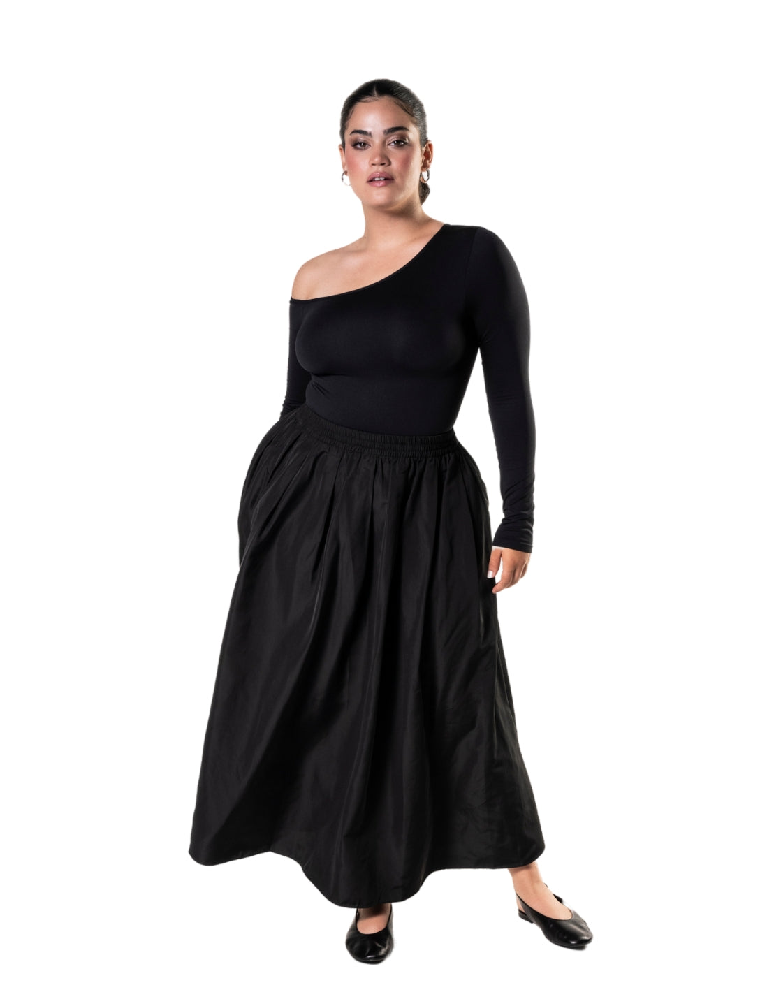 One Shoulder Long Sleeve Thong Bodysuit | Includes Plus Size