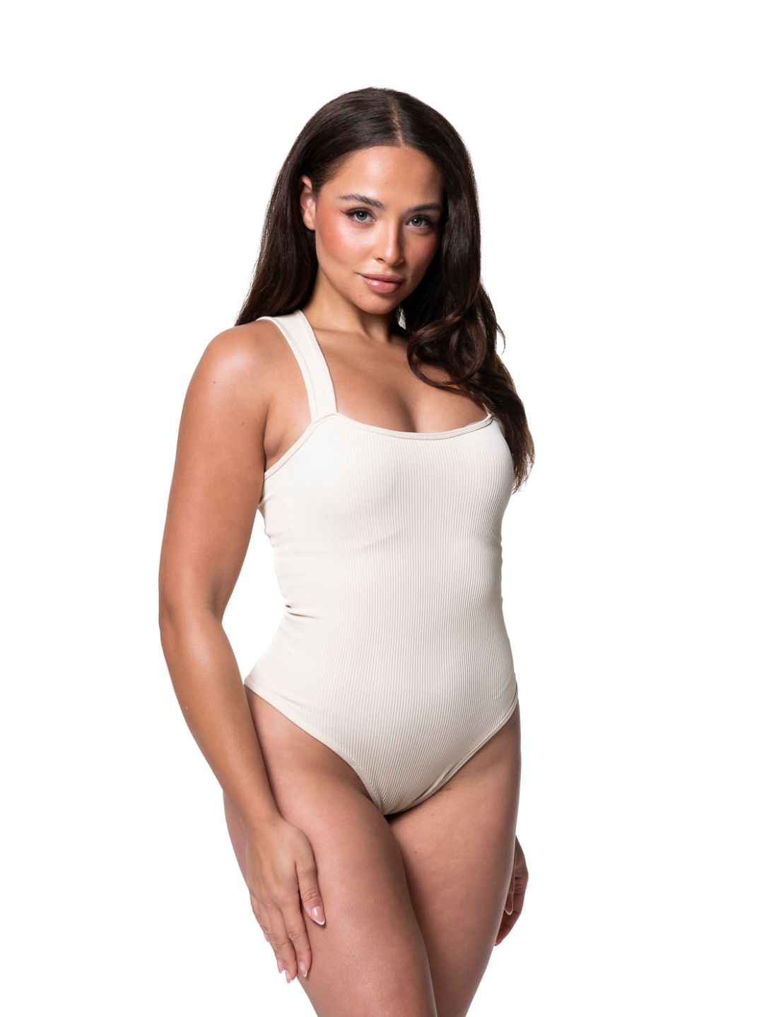 Ribbed Square Neck Shapewear Bodysuit  | Includes Plus Size