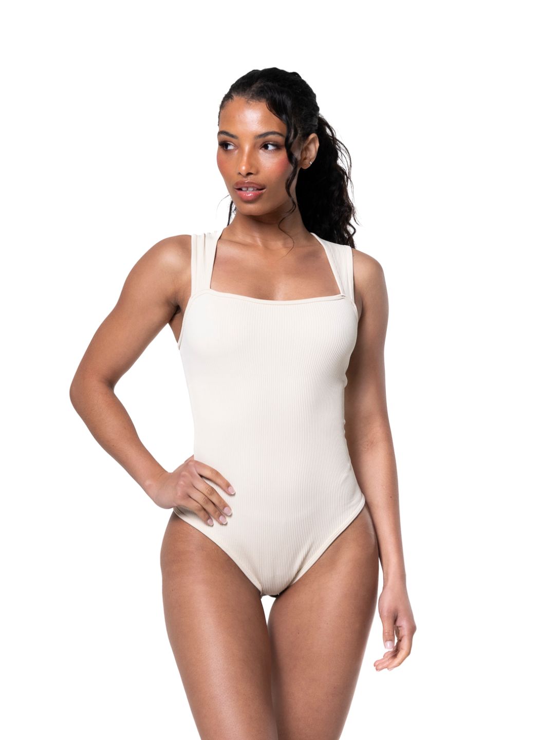 Ribbed Square Neck Shapewear Bodysuit  | Includes Plus Size