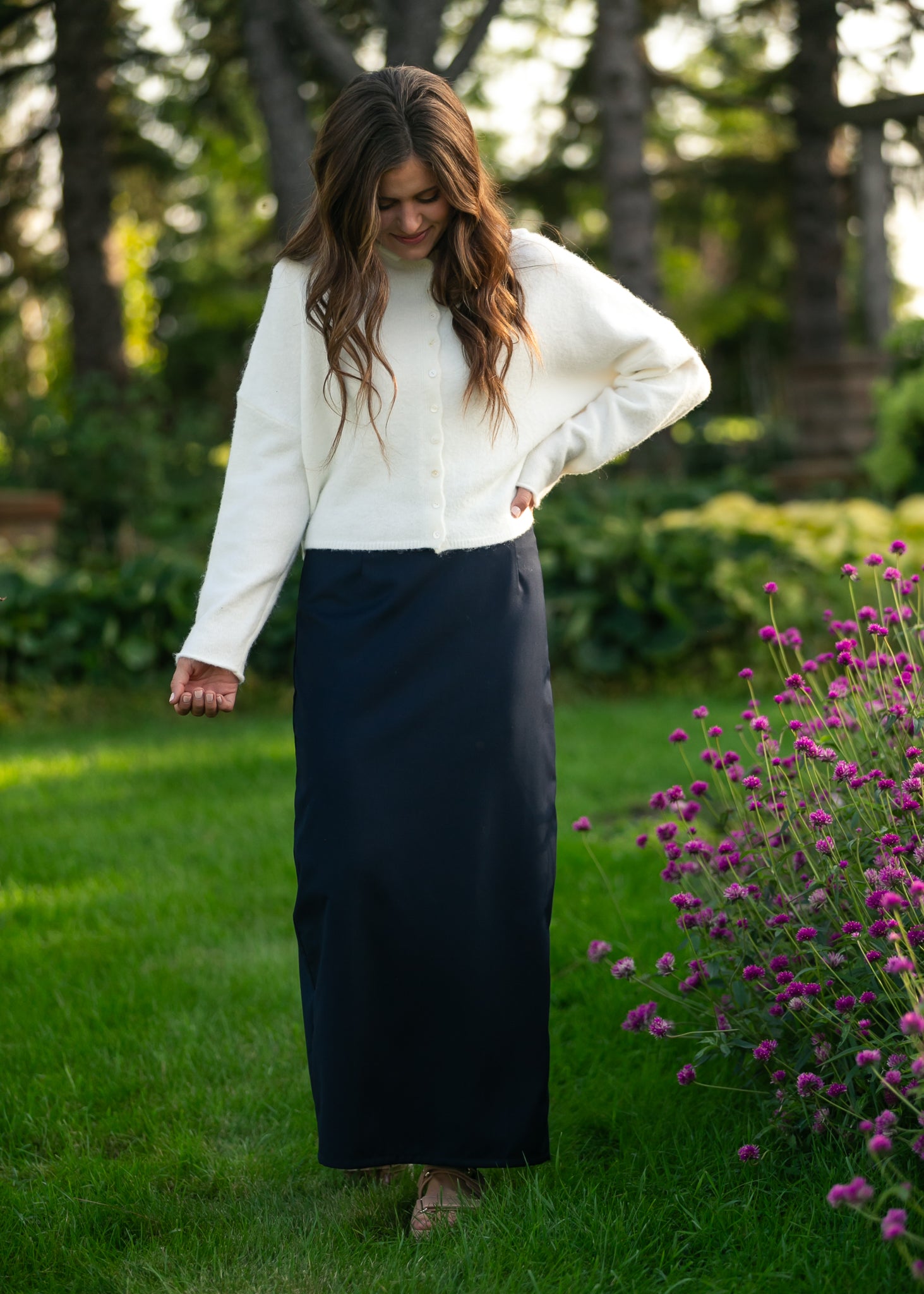 Hollis Navy Long Maxi Skirt
