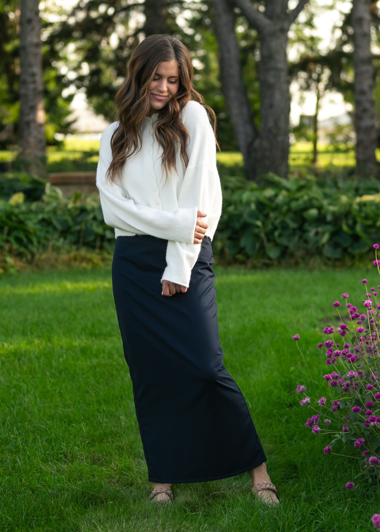 Hollis Navy Long Maxi Skirt
