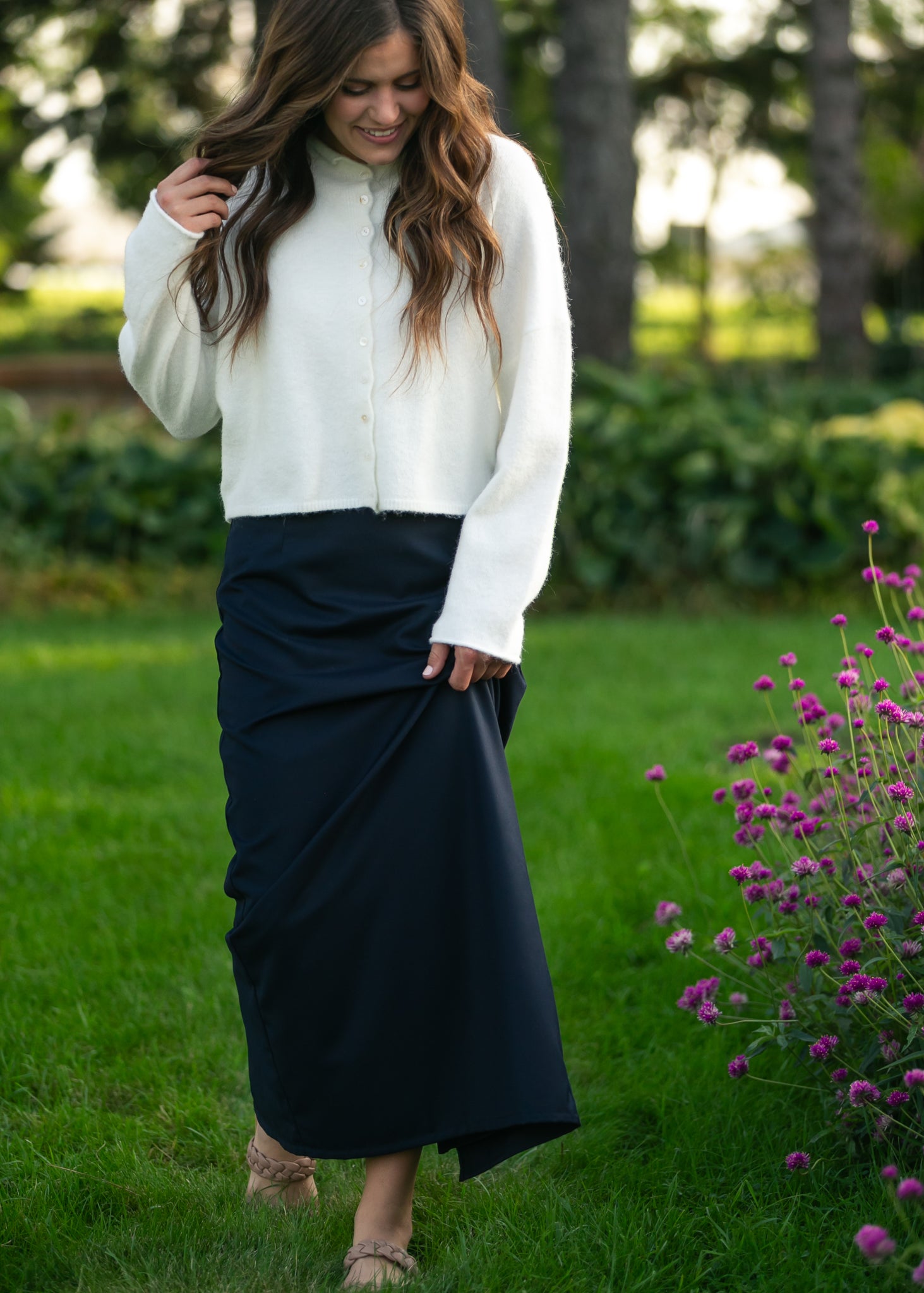 Hollis Navy Long Maxi Skirt
