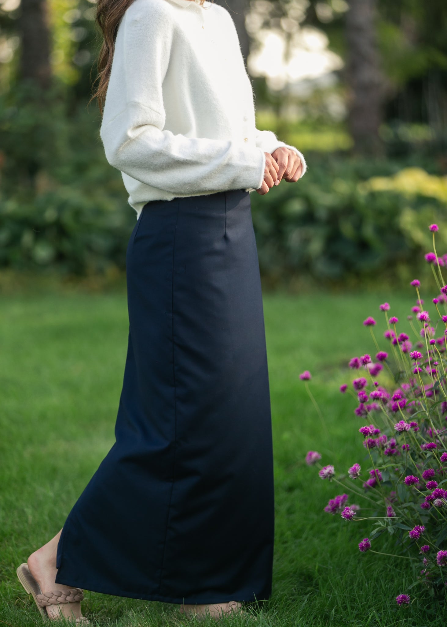 Hollis Navy Long Maxi Skirt
