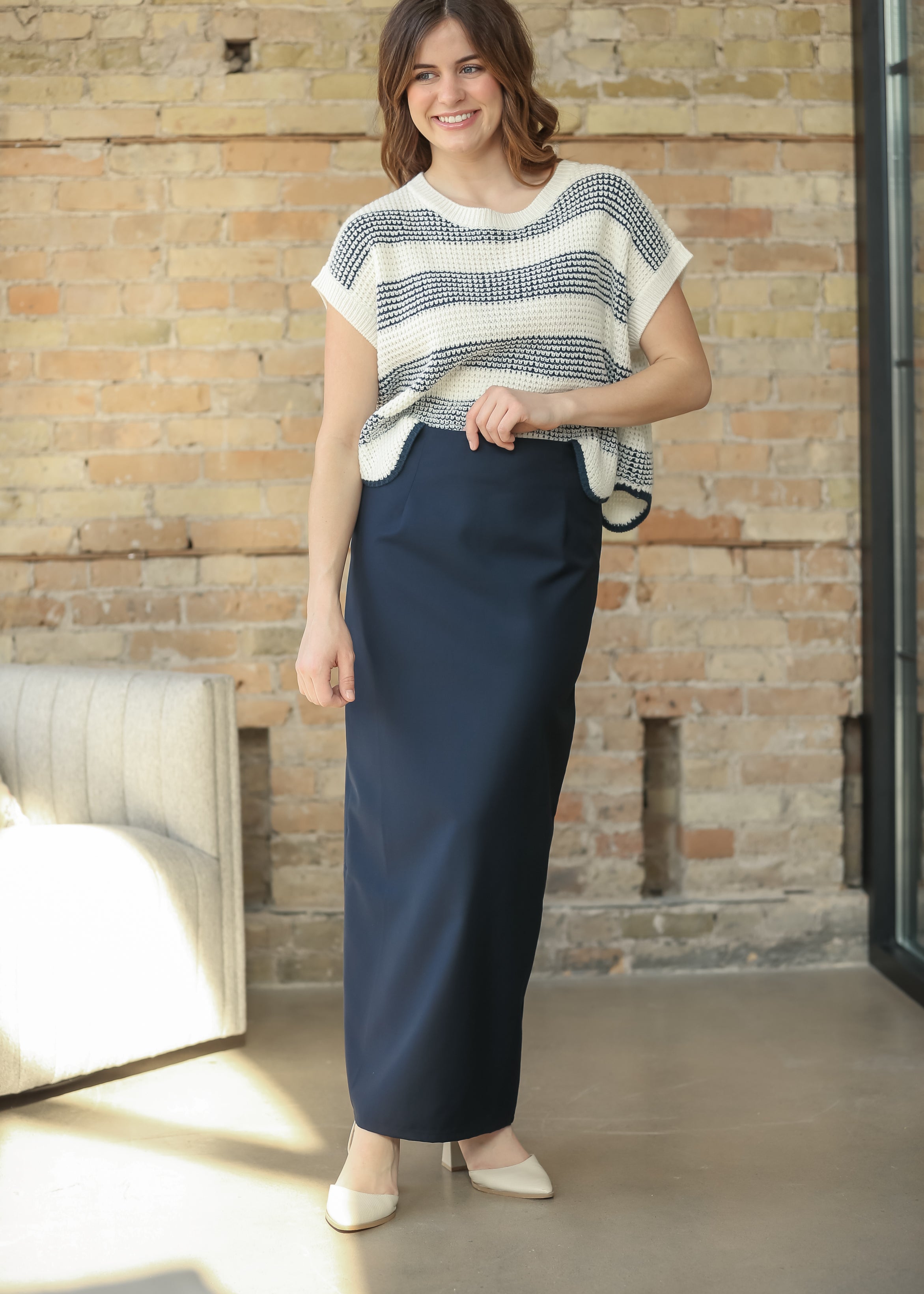 Hollis Navy Long Maxi Skirt