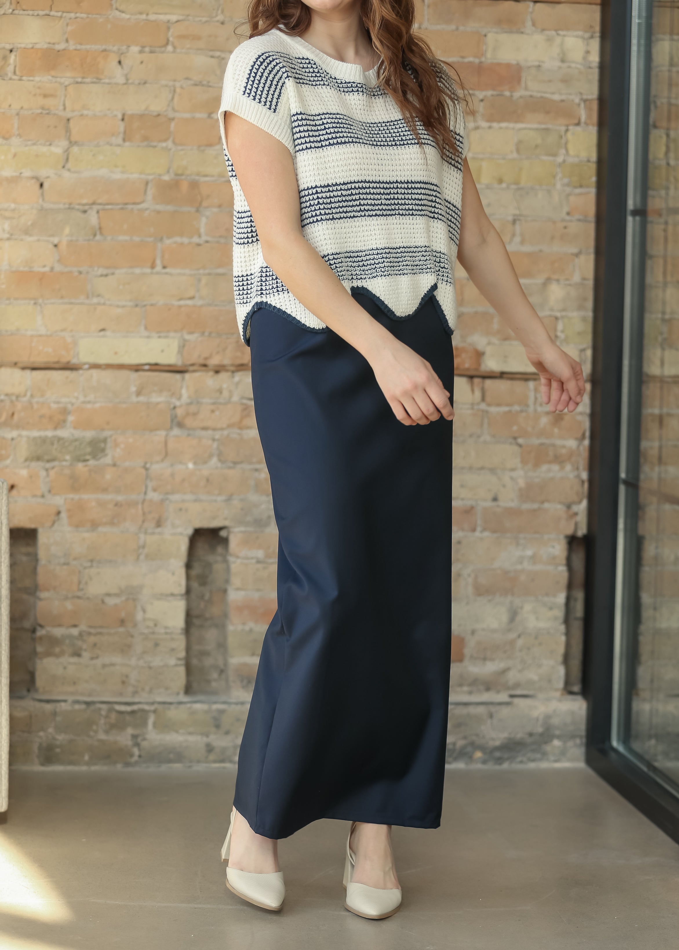Hollis Navy Long Maxi Skirt