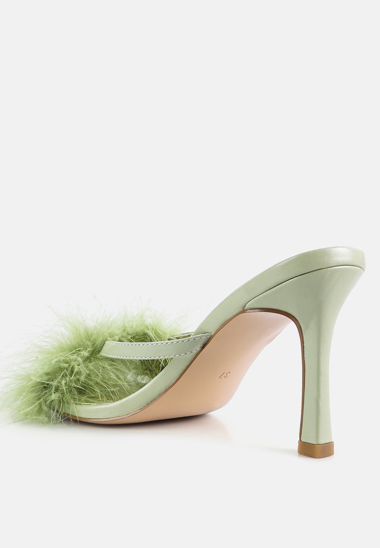 Honeybear Feather Detail Slip-on Sandals