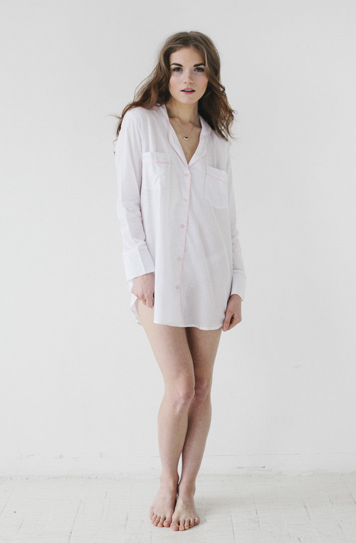 Classic Sleep Shirt In Woven Cotton