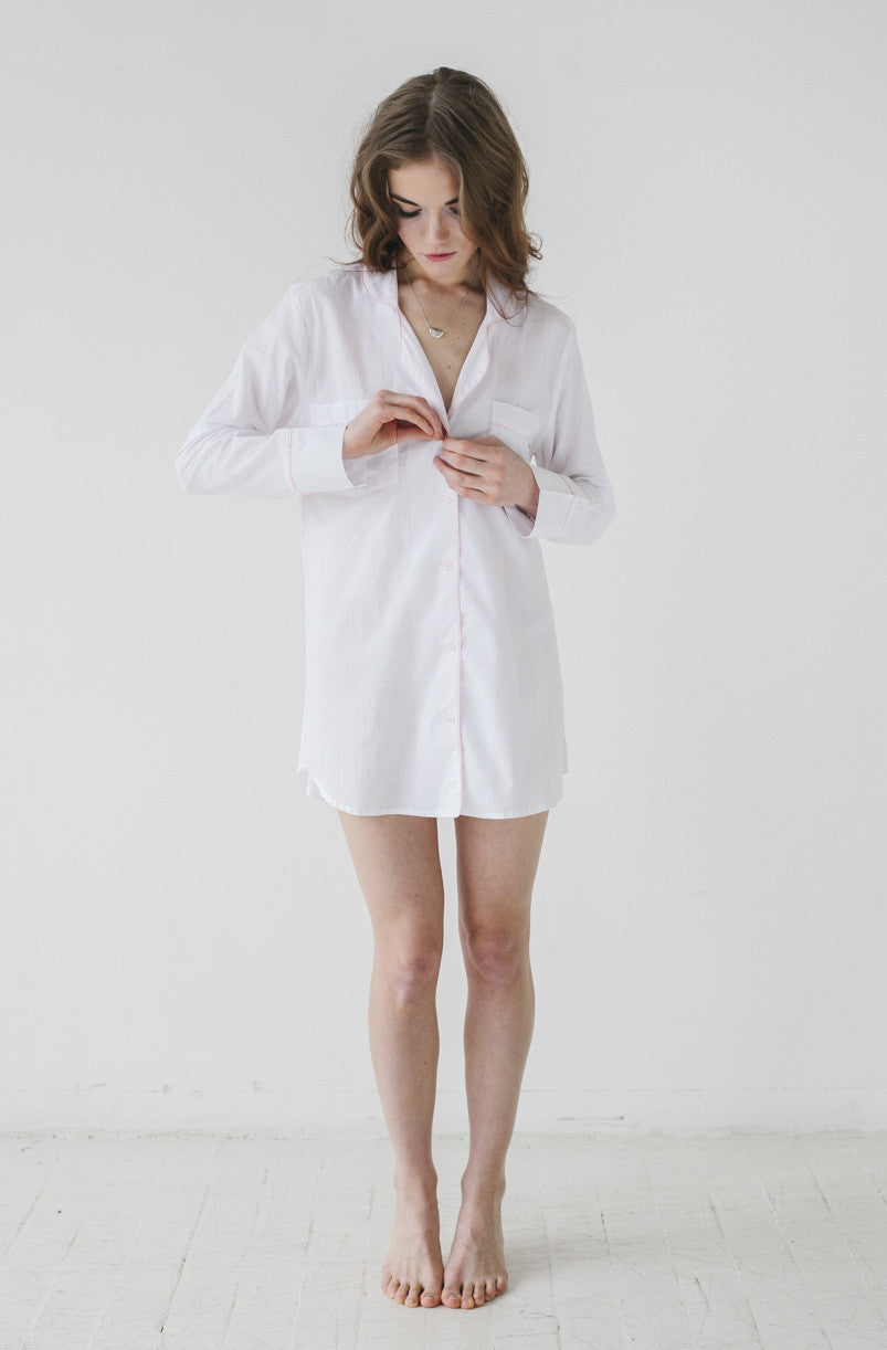 Classic Sleep Shirt In Woven Cotton