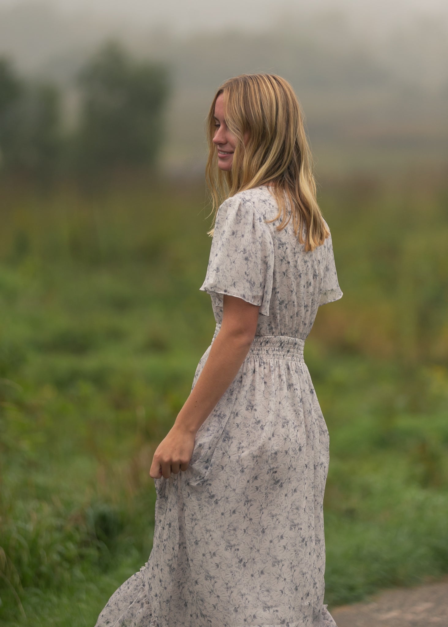 Isabella Blue Floral V Neck Maxi Dress