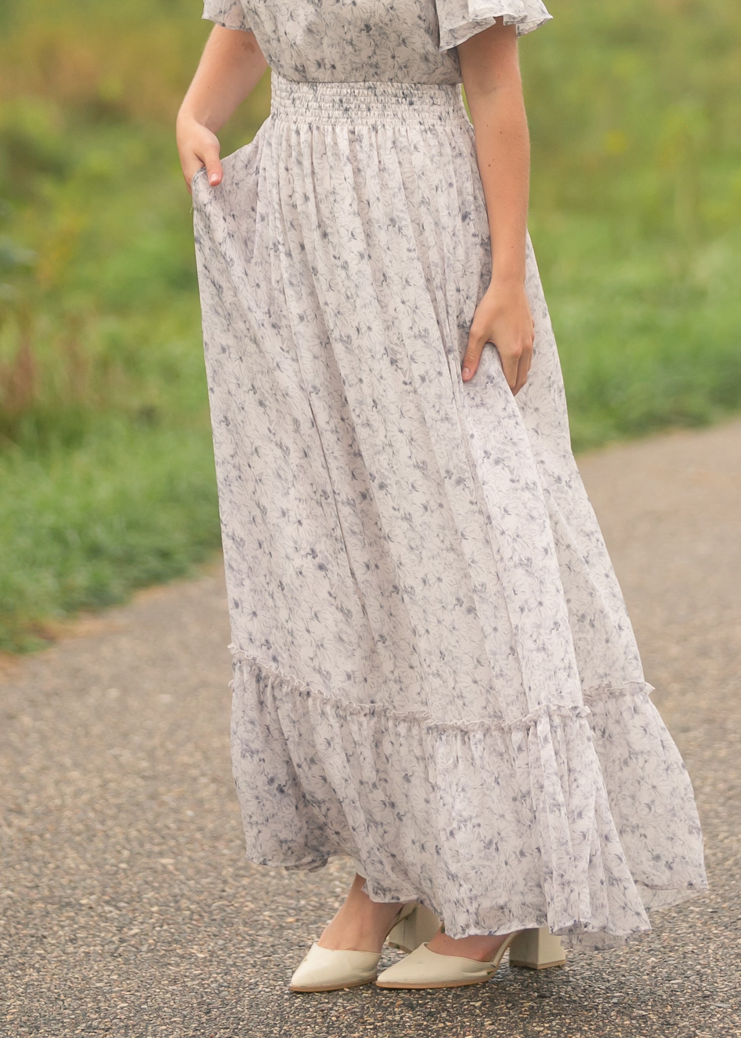 Isabella Blue Floral V Neck Maxi Dress