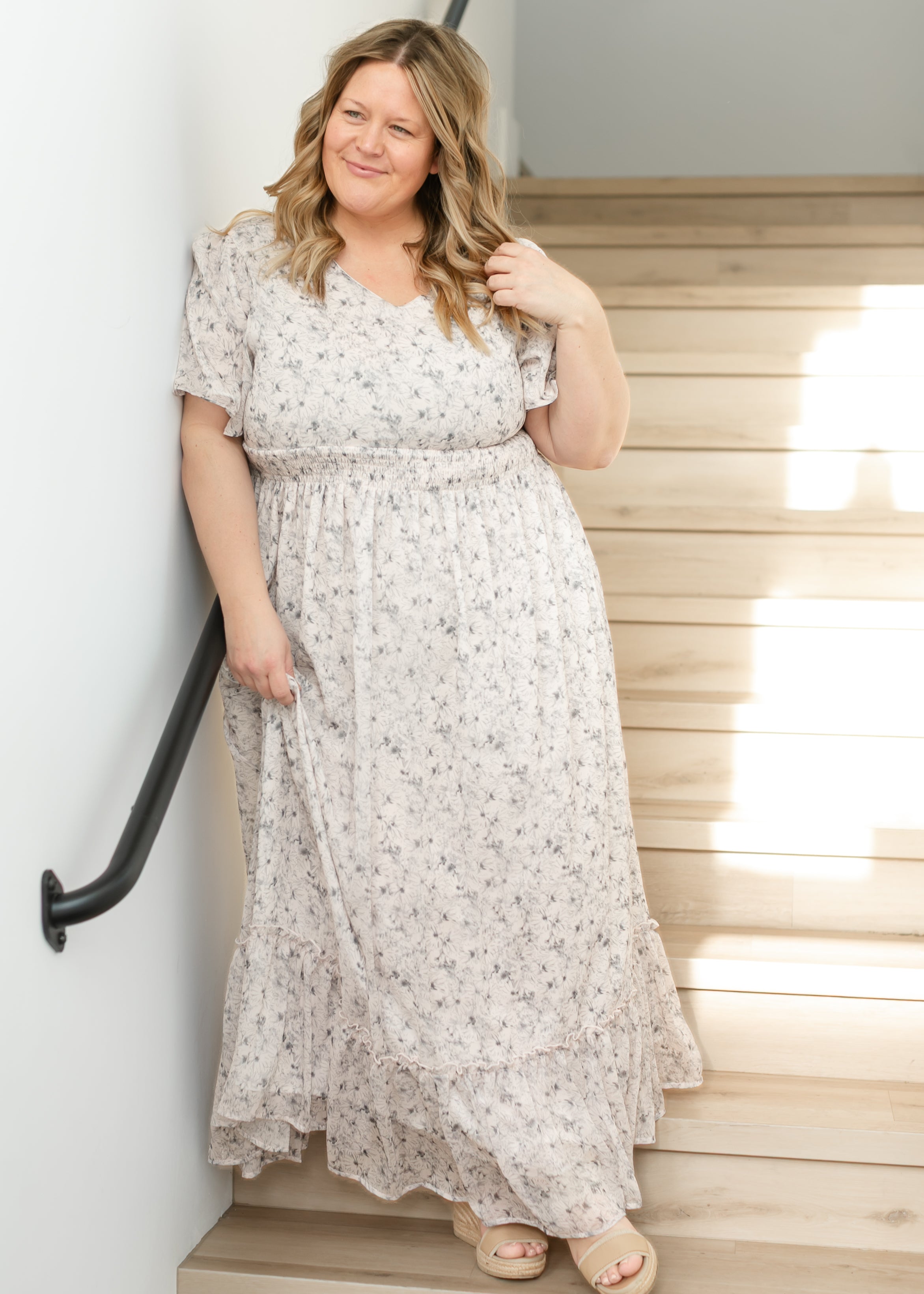 Isabella Blue Floral V Neck Maxi Dress